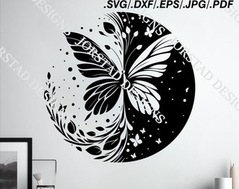 Butterfly Universe, Beautiful Inspirational Design, Cuttable Design, Digital Download. Vectorized EPS / SVG / DXF / Jpg / Pdf.