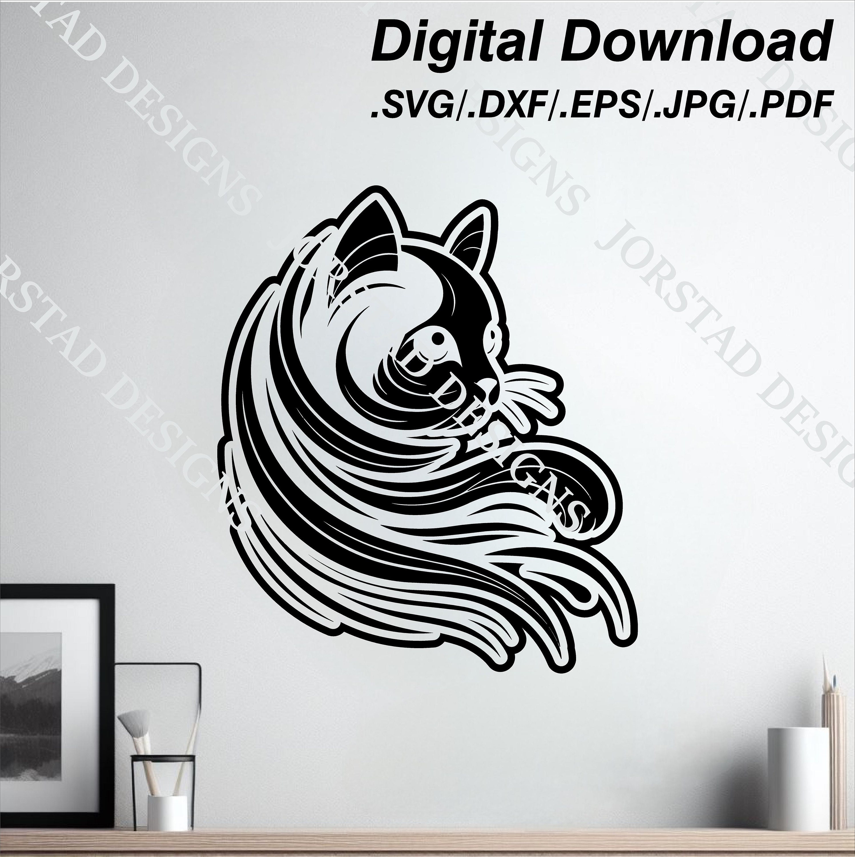 Cat ,abstract Swirl , Inspirational Design, Cuttable Design, Digital ...