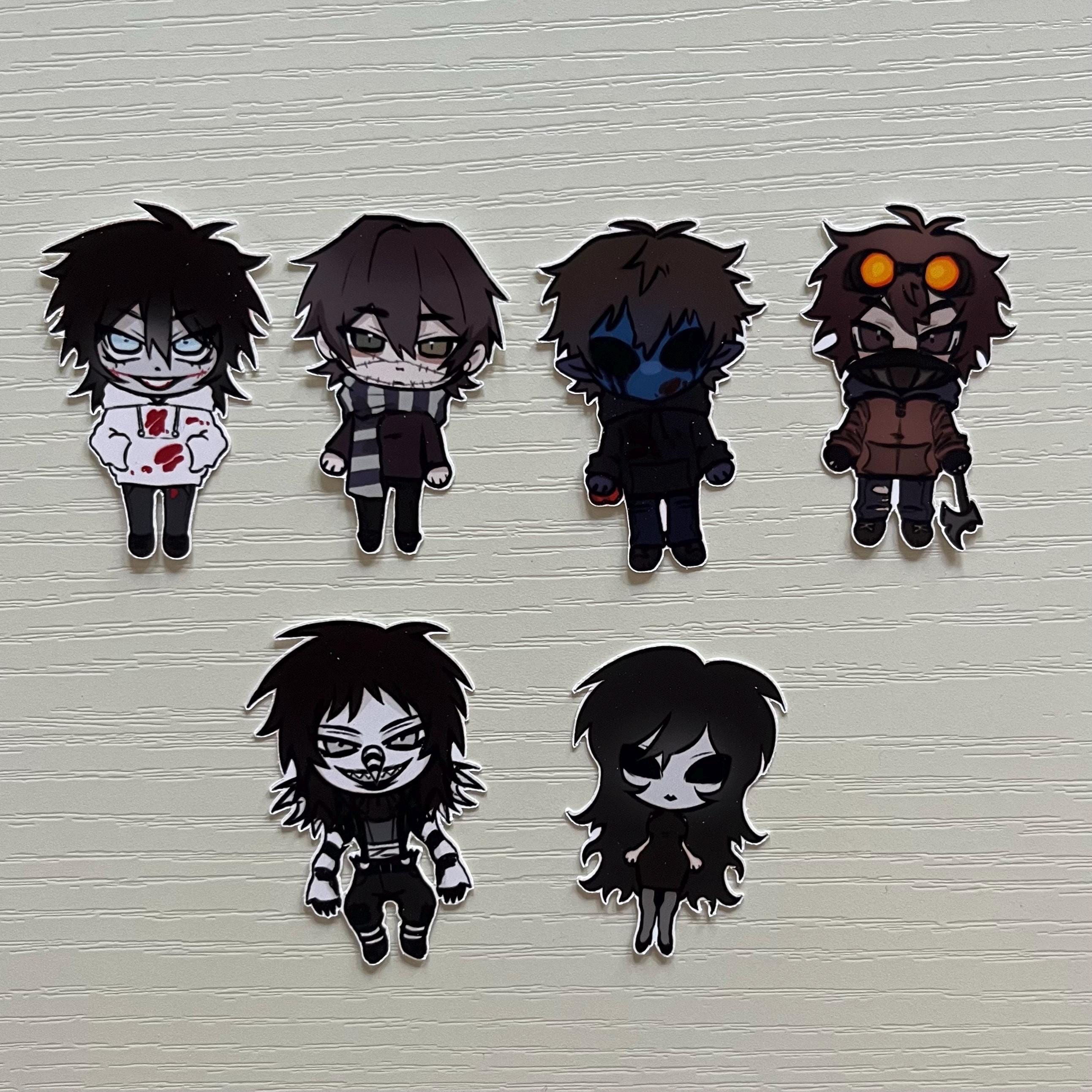 NIEUWE Creepypasta-stickers: Jeff the Killer, Eyeless Jack, Ben Drowned,  Homicidal Liu, Marble Hornets Cast, Ticci Toby, Jane the Killer, ETC. -  Etsy België, image size:2585x2585