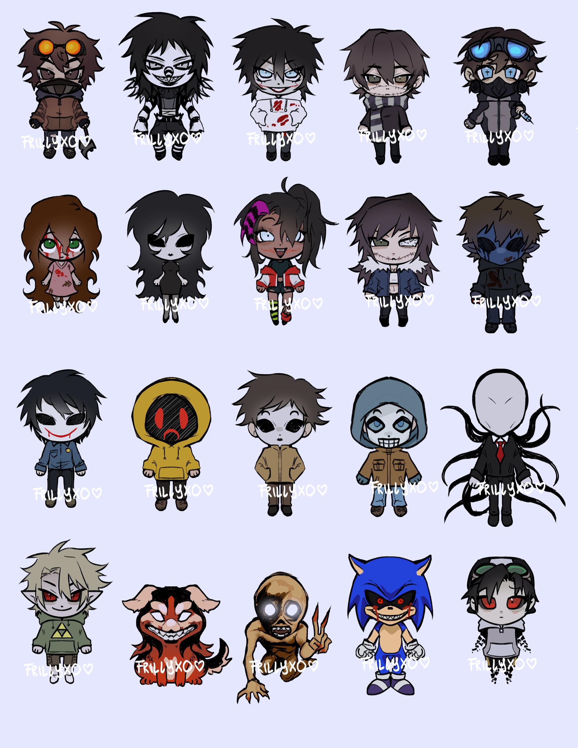 NIEUWE Creepypasta-stickers: Jeff the Killer, Eyeless Jack, Ben Drowned,  Homicidal Liu, Marble Hornets Cast, Ticci Toby, Jane the Killer, ETC. -  Etsy België, image size:2318x3000