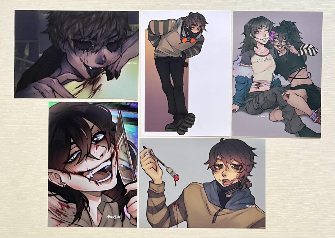 Impresiones de fan art de Creepypasta de 5x7; Jeff the Killer, Eyeless  Jack, Nina the Killer, Ticci Toby, Clockwork - Etsy México, image size:1080x769