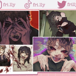Creepypasta 5x7 Fan Art Prints ; Jeff the Killer, Ben Drowned, Eyeless Jack, Clockwork