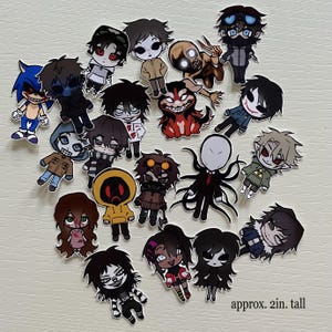 NEU Creepypasta Sticker: Jeff the Killer, Eyeless Jack, Ben Drown, Homicidal Liu, Marble Hornets Cast, Ticci Toby, Jane the Killer, ETC.