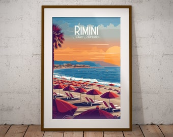 Rimini Italie Imprimer | Affiche de voyage sur la côte italienne | Impression d’art de la ville italienne | Impression d’illustration d’Italie | Art mural de voyage en Italie