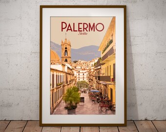 Palerme Italie Imprimer | Affiche de voyage sur l’île italienne | Impression d’art de la ville italienne | Impression d’illustration d’Italie | Art mural de voyage en Italie