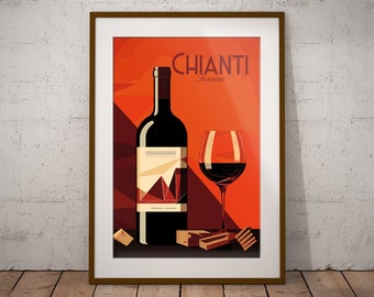 Chianti Italie Imprimer | Affiche de voyage de vignoble italien | Impression d’art de la région italienne | Impression d’illustration d’Italie | Art mural de voyage en Italie