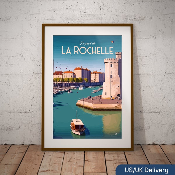 La Rochelle France Print | French Coast Travel Poster | French City Art Print | France Illustration Print | France Travel Wall Art