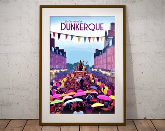 Dunkerque France Imprimer | Affiche de voyage de la côte Français | Français City Art Print | France Illustration Imprimer | Art mural de voyage en France