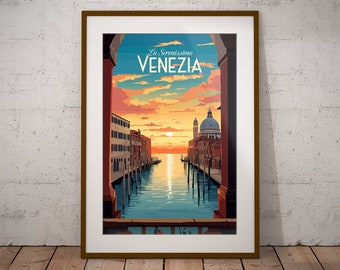 Venise Italie Imprimer | Affiche de voyage de la ville italienne | Impression d’art de monument italien | Impression d’illustration d’Italie | Art mural de voyage en Italie