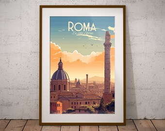 Rome Italie Imprimer | Affiche de voyage de la ville italienne | Impression d’art de monument italien | Impression d’illustration d’Italie | Art mural de voyage en Italie