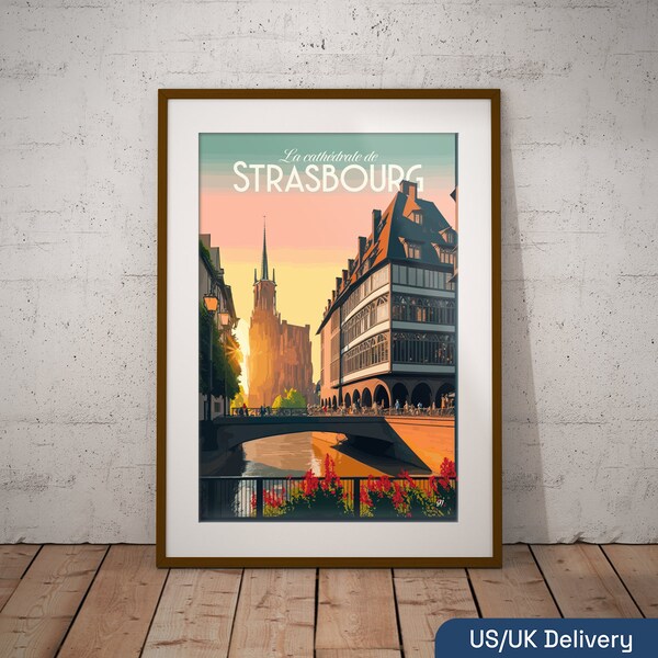 Strasbourg France Print | French City Travel Poster | French Landmark Art Print | France Illustration Print | France Travel Wall Art