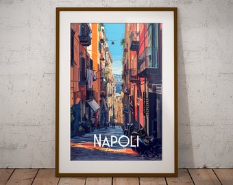 Naples Italie Impression | Poster de voyage en ville italienne | Impression d'art emblématique de l'Italie | Italie Illustration impression | Décoration murale voyage en Italie