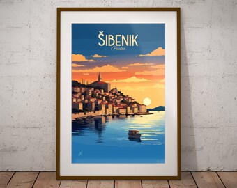 Sibenik Croatia Print | Croatian City Travel Poster | Croatian Coast Art Print | Croatia Illustration Print | Croatia Travel Wall Art