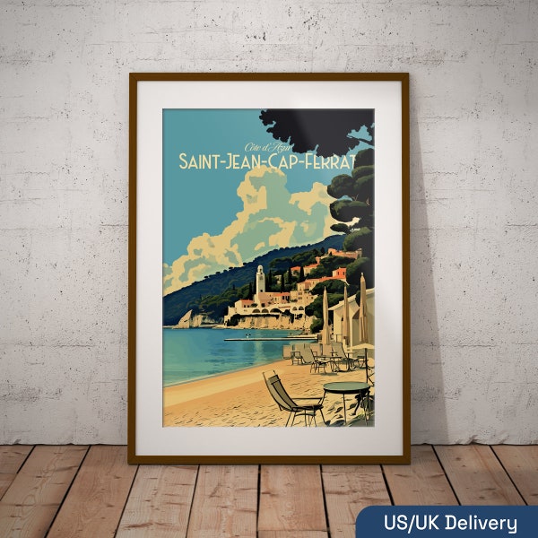 Saint-Jean-Cap-Ferrat France Print | French Coast Travel Poster | French Beach Art Print | France Illustration Print
