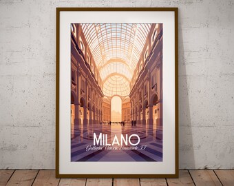 Milan Italie Impression | Poster de voyage en ville italienne | Impression d'art emblématique de l'Italie | Italie Illustration impression | Décoration murale voyage en Italie