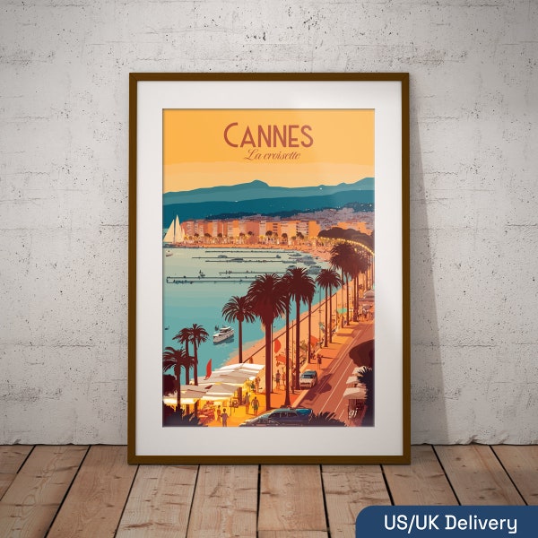 Cannes France Print | French Coast Travel Poster | French City Art Print | France Illustration Print | France Travel Wall Art
