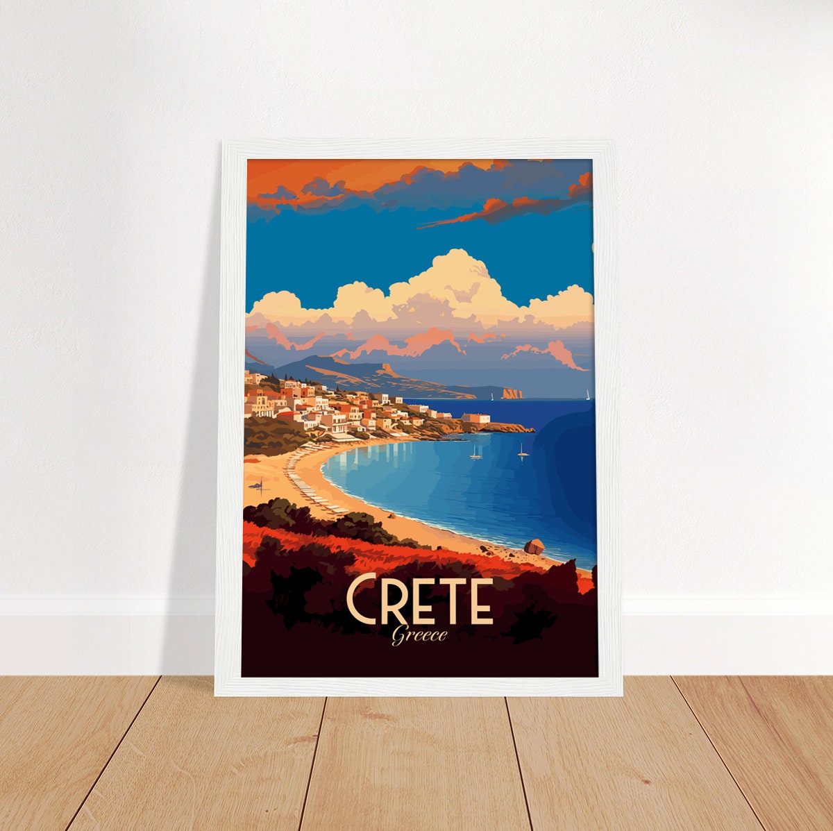 Discover Crète, Grèce Paysage Vintage Affiche