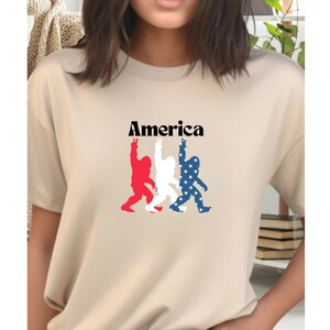 Bigfoot Stars and Stripes, Independence Day Shirt, Red White & Missing, Bigfoot USA Tee, Land of the Free, Bigfoot American Pride,