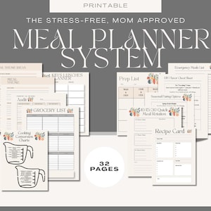 Weekly Family Meal Planner System | 32-Page Kitchen Prep (Digital Download)