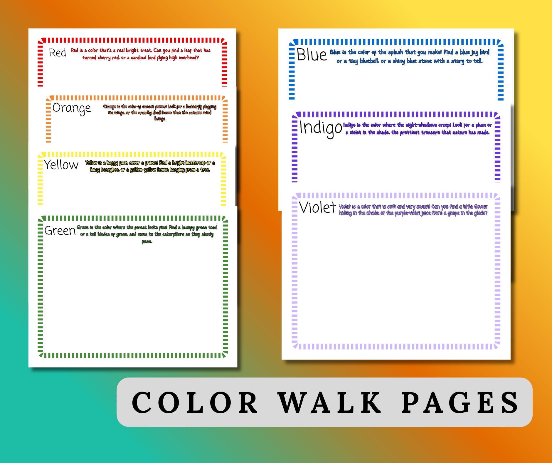 Child Nature Walk Digital Download Worksheets | Parent Guide Included ...