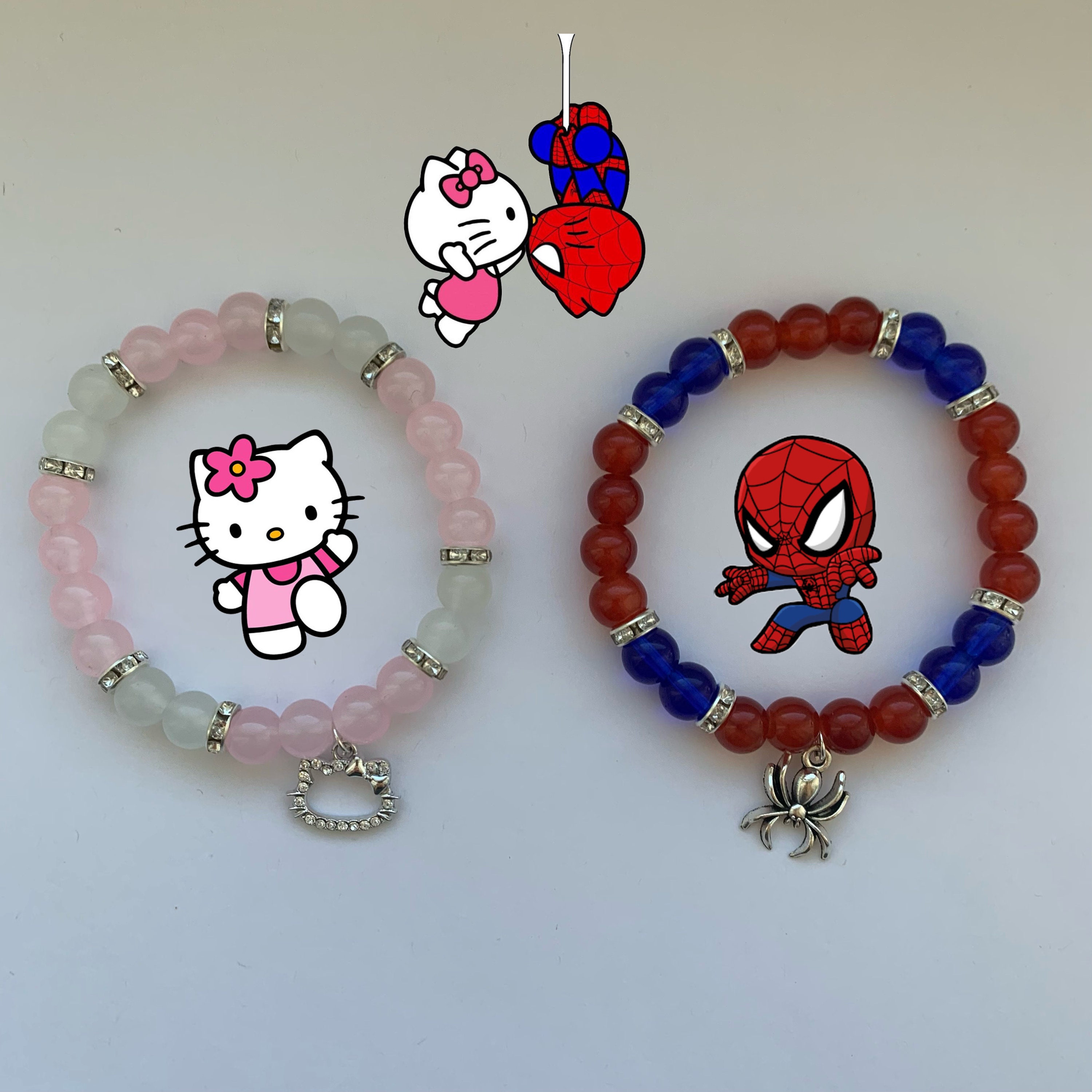 hello kitty x spider-man bracelet set