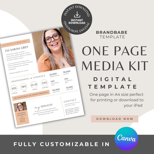 One-Page Media Kit | Media Sheet | Speaker One Sheet | Press Kit