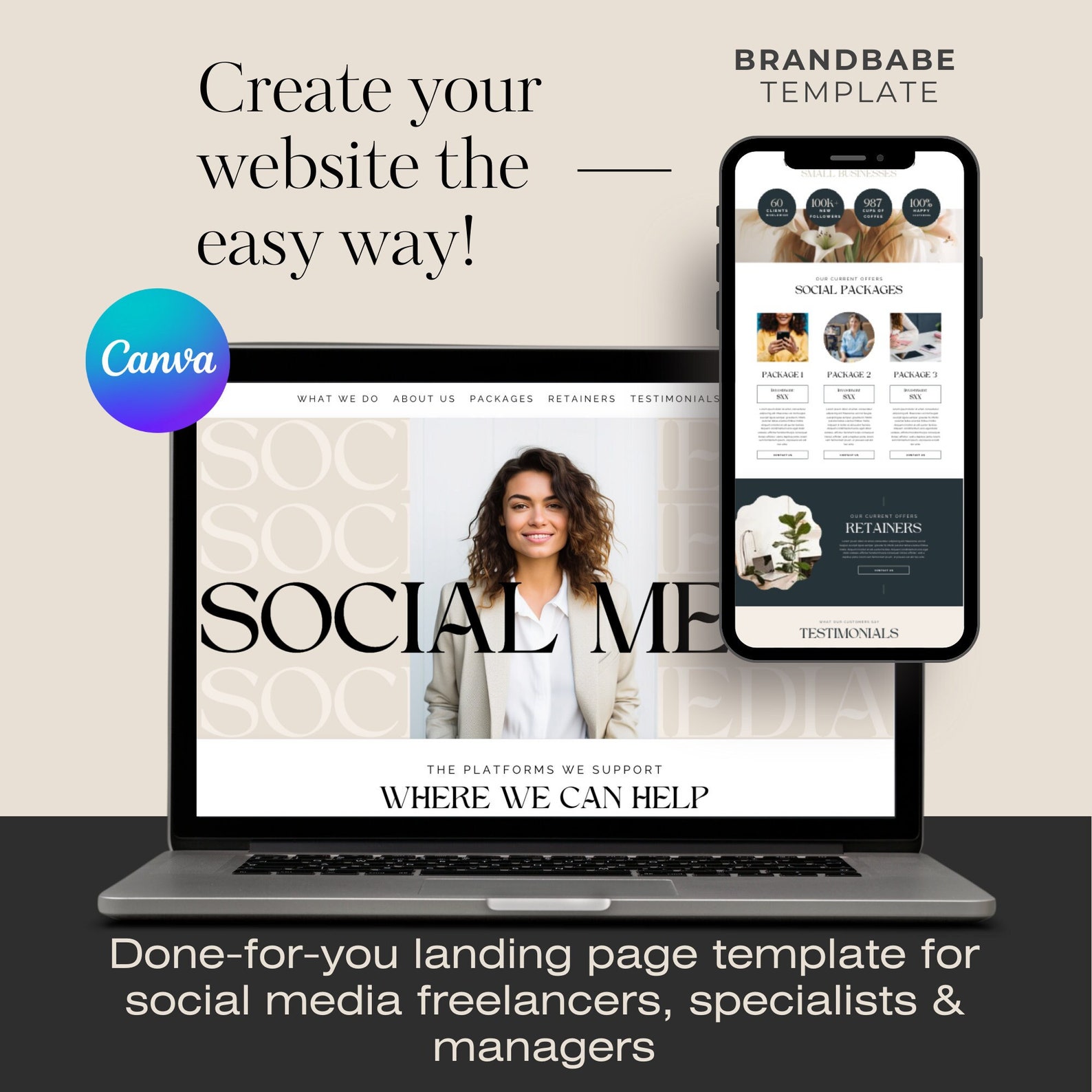 Social Media Website Template | Canva Website Template | Website ...