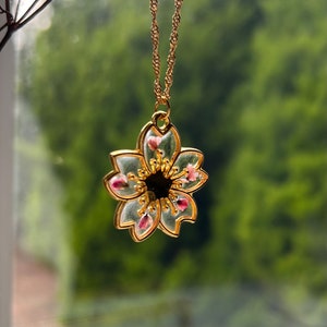 Ghibli Blossom: Handcrafted  Fantasy Flower Necklace in 18ct gold plated chain | Gift for her