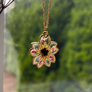 Ghibli Blossom: Handcrafted  Fantasy Flower Necklace in 18ct gold plated chain | Gift for her