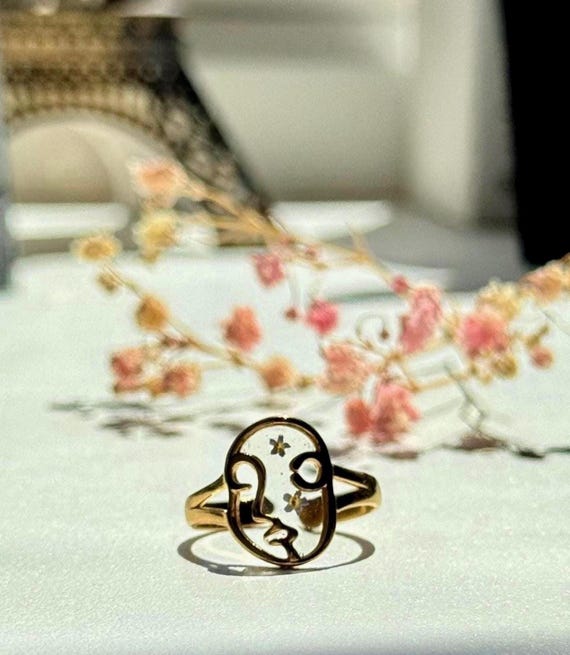 Real Forget-Me-Not Flower Ring • Nordic Face Design • Adjustable • Waterproof & Hypoallergenic