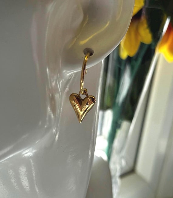 18K Gold Finish Heart Earrings | Waterproof Studs | Hypoallergenic | Dainty Tarnish-Free Jewelry for Sensitive Ears