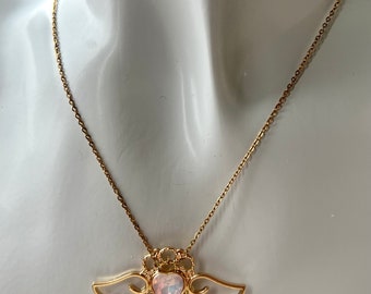 Sakura Dreams: Pink Heart Wings Necklace – Anime-Inspired Jewelry