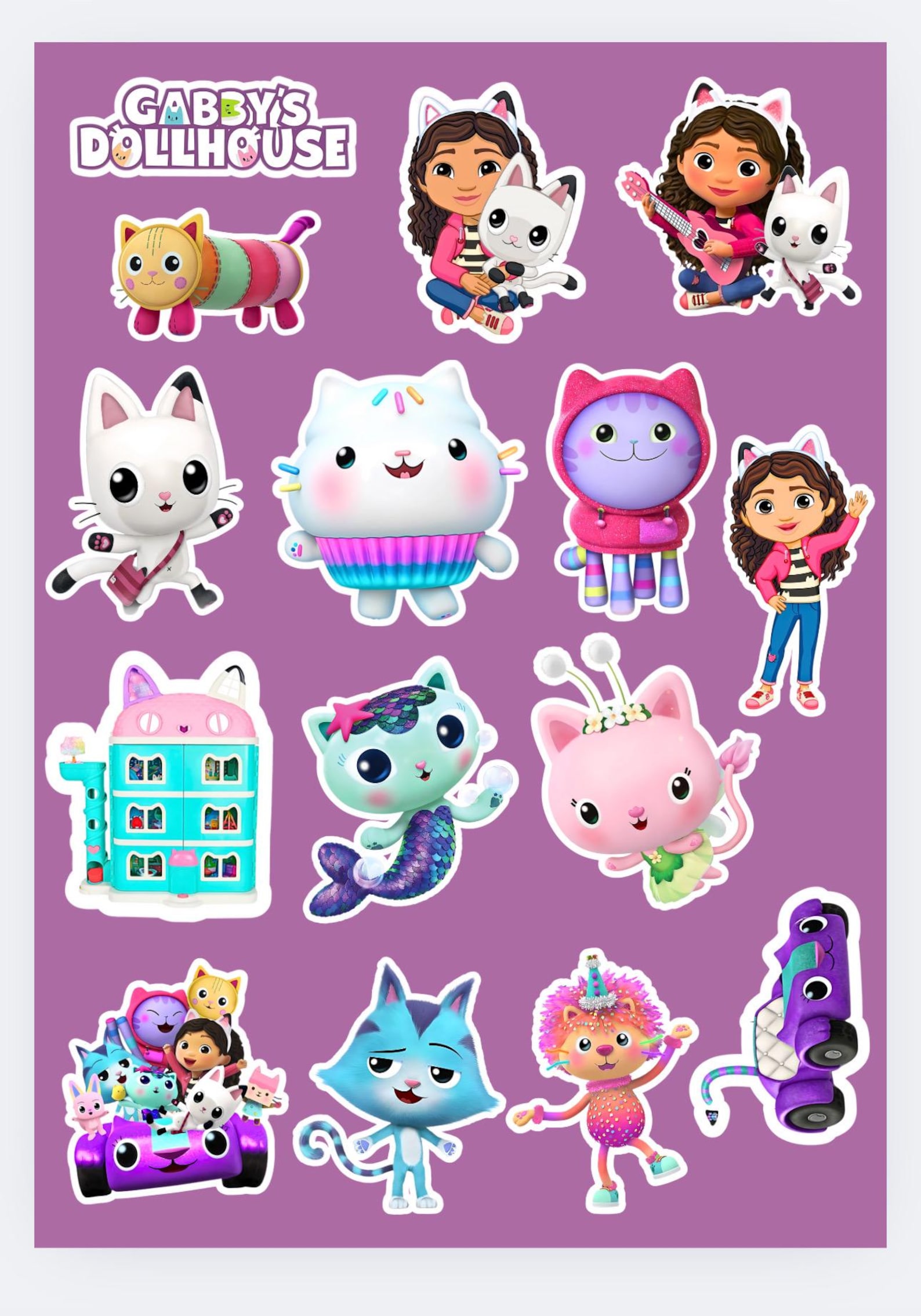 Gabby’s Dollhouse Sticker Set 15pcs | Premium Glossy Waterproof ...