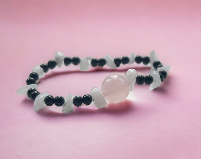 Featured listing image: Shikon Jewel Inspired Bracelet: Rose Quartz, Agate, Snow Quartz