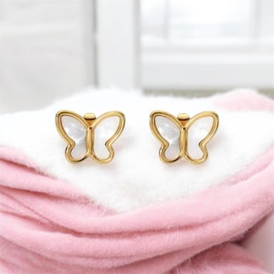 Golden Butterflies Stud Earrings–Waterproof & Hypoallergenic and non tarnishing