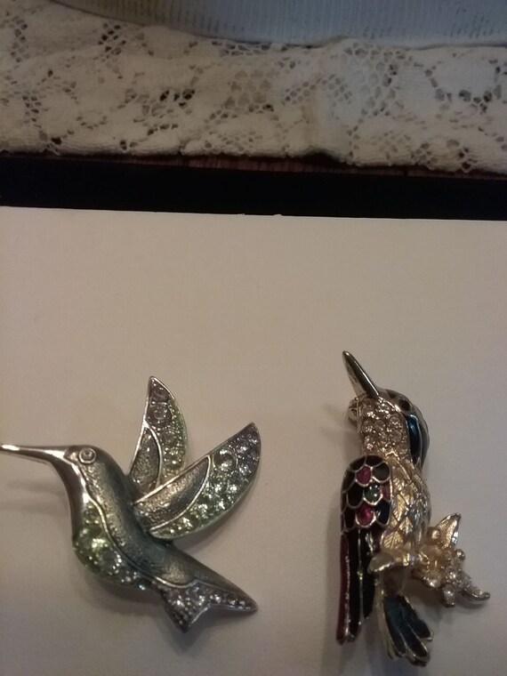 Hummingbird brooch, pins