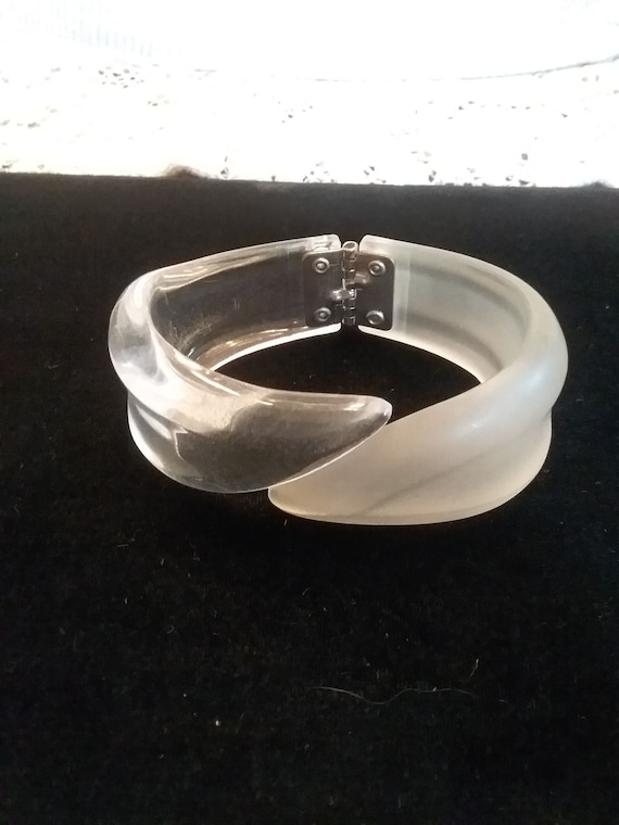 Clear and frosted clamper bracelet