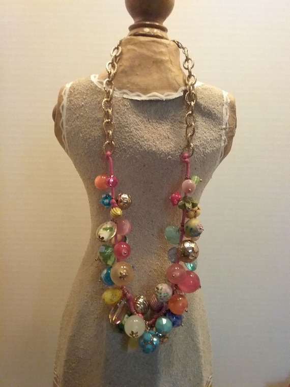 Rainbow charms boho style necklace