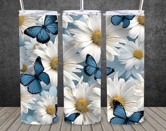 20 oz. Tumbler | Butterfly Daisies Tumbler | Custom 3D Tumbler