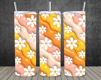20 oz. Tumbler | 3D Inflated Daisies Tumbler | Custom 3D Tumbler