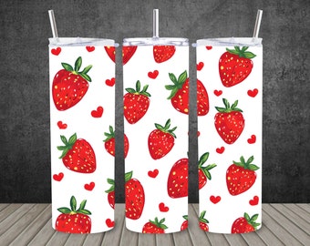 20 oz. Tumbler | Strawberry Tumbler | Custom Tumbler