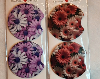 Car Coaster | 2 Pack 3D Daisies Car Coaster | Custom Car Coaster