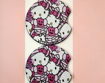Car Coaster | Pink Halloween Car Coaster | Custom Car Coaster