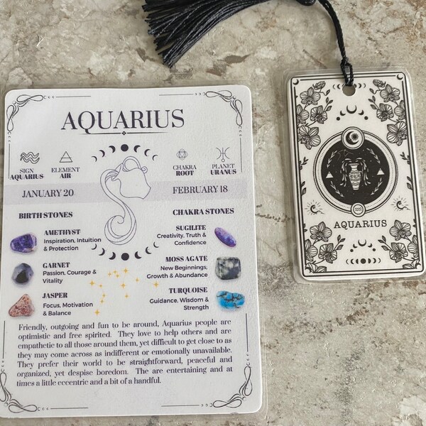 Zodiac set bookmark with a info card astrology lovers gift