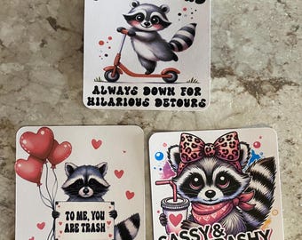 Funny Racoon Stickers- great gift for her or him