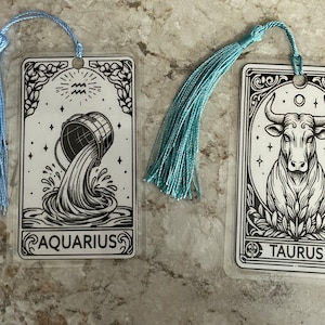 Marque-page de carte de tarot du zodiaque, cadeau astrologie, cadeau fantaisiste, fait main, cadeau pour elle, cadeau pour lui