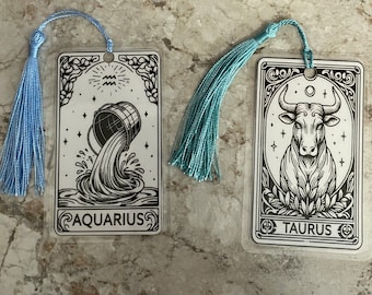 Zodiac Tarot Card Bookmark, Astrology Gift, Handmade