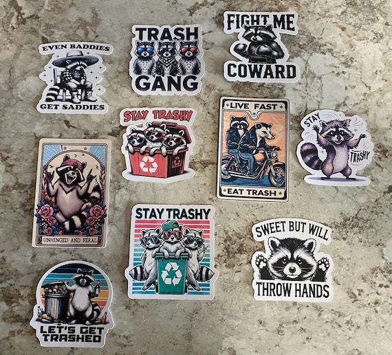 Funny Racoon Stickers- gift for her or him