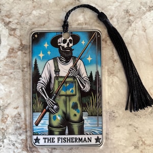 Regalo divertido de la carta del Tarot para él: Marcapáginas de pescador