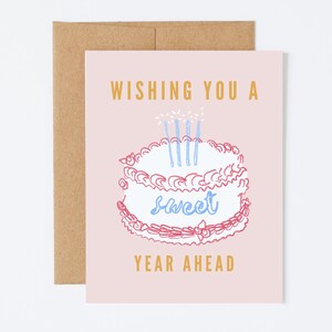 Cartão de aniversário doce ano à frente, bolo de aniversário, cartão de felicitações de aniversário, cartão de aniversário infantil, guloseimas de aniversário, cartão de feliz aniversário,